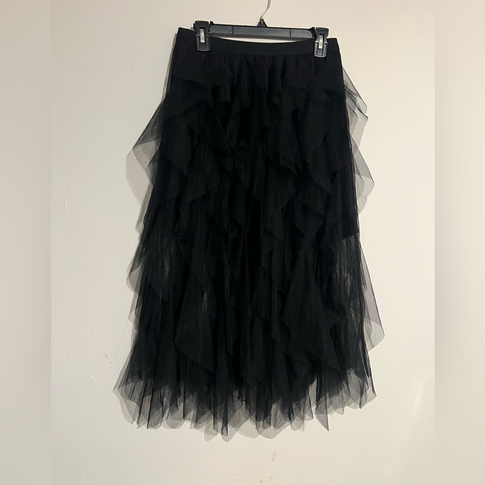 Very J Black Asymmetrical Elegant  Tulle Skirt